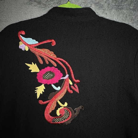 VTG Soft Surroundings Jacket Women Large Black Multicolor Floral Embroidery Boho - Picture 7 of 14